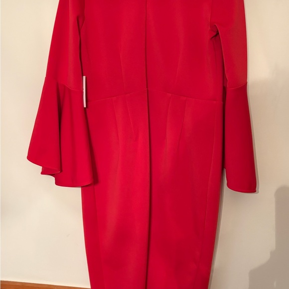 Eloquii Womens Red Bell Sleeve Round Neck Back Zip Bodycon Dress - Picture 7 of 11